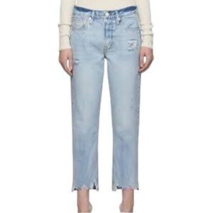 FRAME Denim Light Blue Cropped Jeans Distressed Le Piper Distressed 25 Ankle